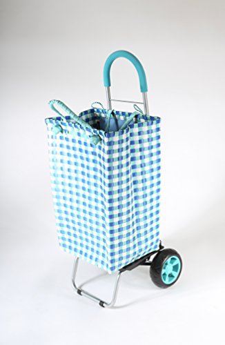 Image of dbest products Trolley Dolly Shopping Grocery Foldable Cart Storage Mom, Blue Polka Dot