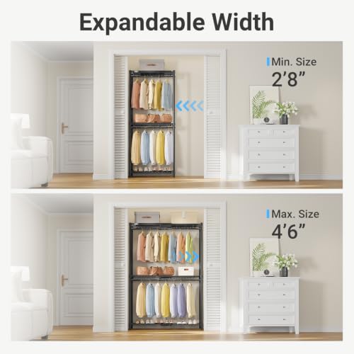 Image of VIPEK X1 Max Expandable Clothes Rack, 7ft Extra Tall Closet System, Black