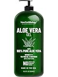 New York Biology Aloe Vera Gel for Face, Skin and Hair - Infused with Tea Tree Oil - From Fresh Aloe Vera Plant - Moisturizing Aloe Vera for Sunburn Relief and Dry Skin - 16.9 Fl Oz