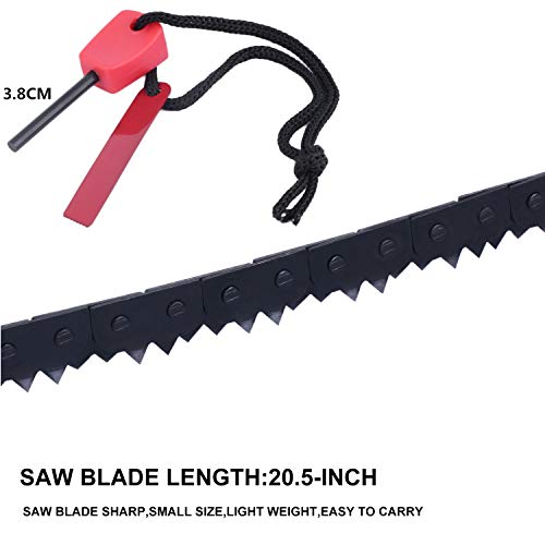 Pocket Chainsaw Survival Chain Saw Magnesium Fire Rod Fire Starter 29 Inches Portable Garden Handle Hand Saw with Sharp Teeth Survival Tool Emergency Kit for Camping Hunting Tree Cutting