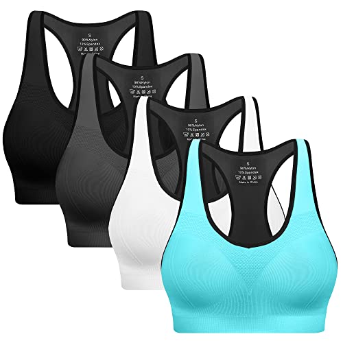 Racerback Sports Bras For Women With Pads - 4 Pack High Impact Athletic Tank Tops For Yoga And Workout #TOP3