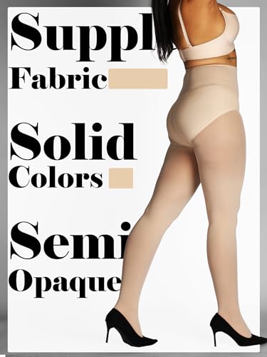 Image of HONENNA Semi Opaque Silky Women Pantyhose Tights, 20+ Colors Invisibly Toe Reinforced 60 Den Size A-E