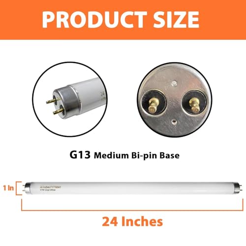 image for Konideke 8 Pack 24 inch F17T8/841 17 Watts Light Bulb, 2 Foot Straight