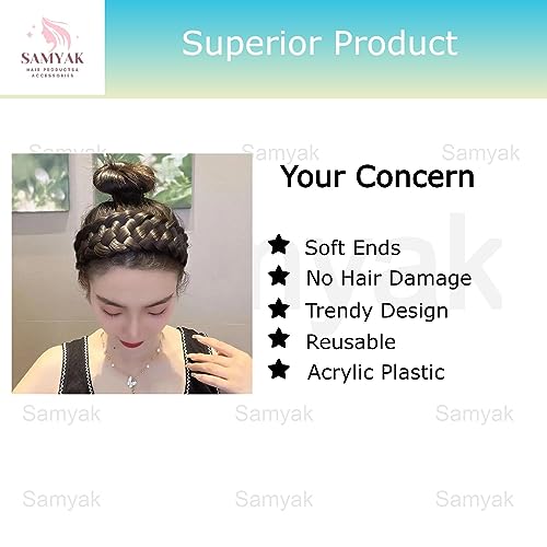 Image of Samyak Synthetic Hair Braided Hair Band 4 Plaited Headband For Women & Girls Fashion Hair Accessory (Black)
