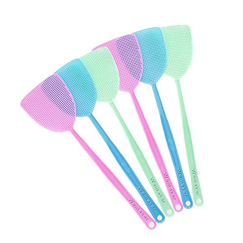 Wemaker Fly Swatter, 6 Pack Strong Flexible Manual Swat Set, Assorted Colors, Long Range Handles, Indoor and Outdoor Racket for Bug, Mosquito, Bee, Spiders, Flies