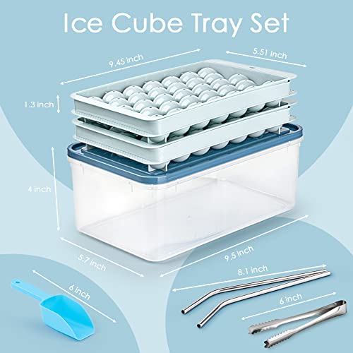 Gracenal Circle Ice Cube Tray, Round Ice Cube Trays For Freezer With Lid And Bin, Ice Tray Making 66Pcs Sphere Ice Cube Mold, Ice Makers Countertop For Coffee Cocktail Whiskey, Kitchen Gadgets Gifts #TOP2