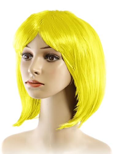 Parrucca Bob per Feste Party Cosplay Carnevale Halloween Multipack cond.5700 (Giallo, 1Pz)