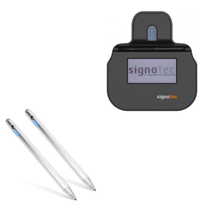 BoxWaveStylus Pen Compatible with signotec Kappa - AccuPoint Active Stylus (2-Pack), Electronic Stylus with Ultra Fine Tip - Metallic Silver
