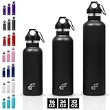 Day 1 Fitness 32 oz. Double Wall SS Standard Mouth Water Bottle Black