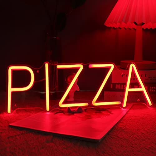 Image of Planzo Pizza LED Neon Sign Light Restaurant Coffee Shop Bar Wall Decor Red | Business Store Advertising, Window Display, Pub Kitchen Bedroom Kids Room Home Party Cool Wall Light Decor, 15.75 inchx5.55 inchUSB