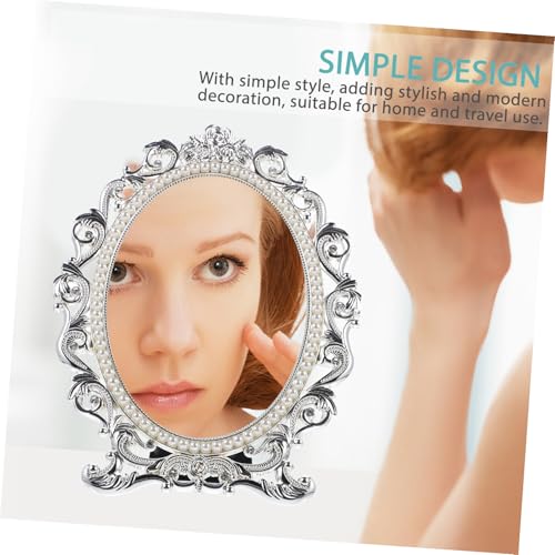 Espejo de maquillaje vintage delicado para escritorio miniatura 3