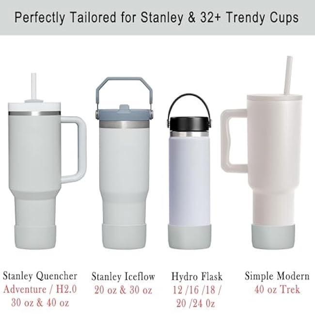 KTKUDY 2-Pack Silicone Boot for Stanley Tumbler 40 30 20 oz & Intended for Hydro Flask 12-24 oz - Cup Boot fit Select Yeti, Simple Modern, Owala Water Bottle - Bottom Cover Accessories Fit Stanley Cup
