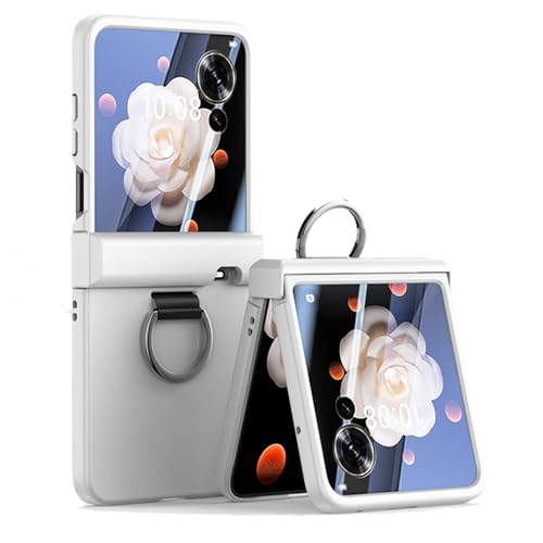 teroxa for Honor Magic V Flip 2 Case with Hinge Protection,Anti Fall Ring Phone Shockproof Cover Shell (White)