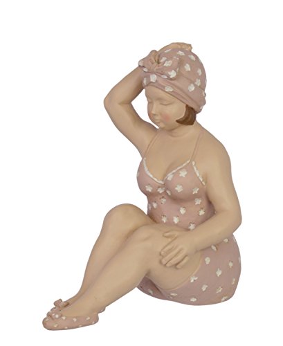 Statue Figurine Pin Up Girl Rubens Femme Maillot Piscine Shabby H 21,5 cm