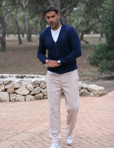 COOFANDY Men's Cardigan Sweater Long Sleeve Casual V Neck Button Down Knitted Sweater with Pockets3