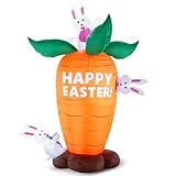 Joiedomi 6 FT Easter Inflatable Carrot and Bunny, Blow Up Easter Decoration with Build-in LED Lights for Easter Party, Indoor, Outdoor, Yard, Garden, Lawn Décor