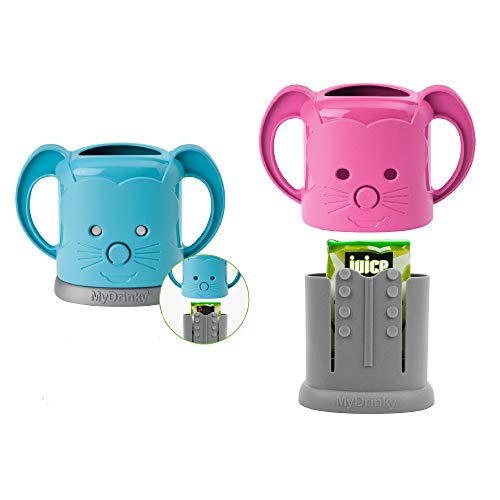 MyDrinky - The Adjustable Juice Box Holder 2 Pack (Aqua/Raspberry)