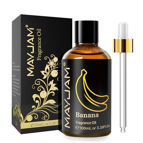 MAYJAM 100ML/3.38FL.OZ Banana Fragrance Oils with Glass Dropper, Essential Oils for Diffusers for Home, Long Lasting Scented Oils for Diffusers Soap Candle Making