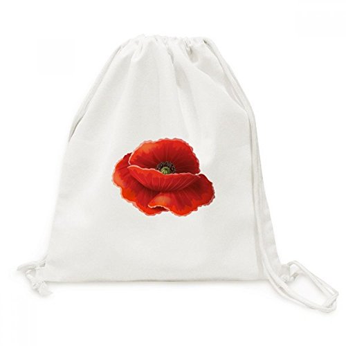 Sac de voyage en toile imprimé peinture fleur rouge pavot type pochon à cordon pour adulte