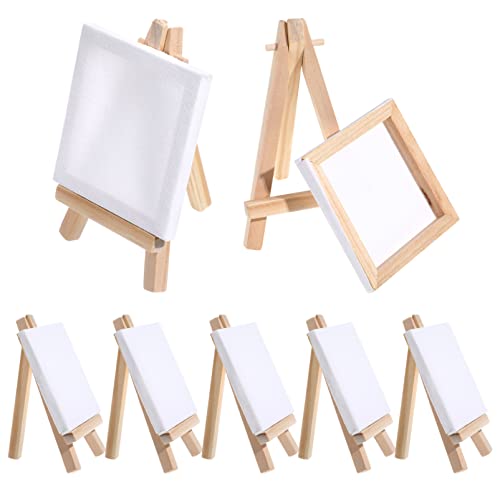 Toyvian Cavalete Pacote 12 Mini Telas Pequena Tela De Pintura Mini Cavalete 4. 9X3. Kit De Pintura D