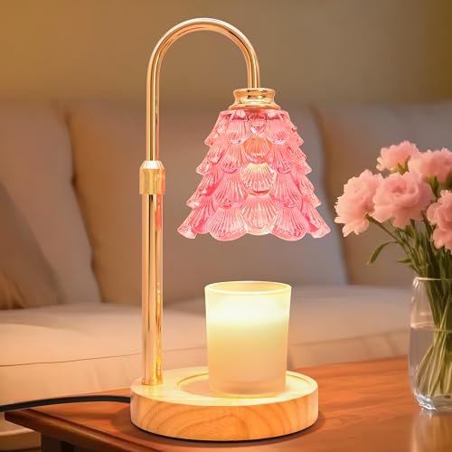XJZJY Candle Warmer Lamp with Timer Dimmer Adjustable Height Pink Candle Wax Warmer Christmas Birthday Gift for Mom Women House Warming Gifts for New Home Bedroom Decor Flower (Pink)