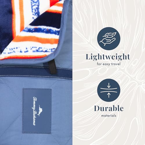 Image of Tommy Bahama 50 inch x 70 inch Waterproof Picnic Blanket, Stripe Blue