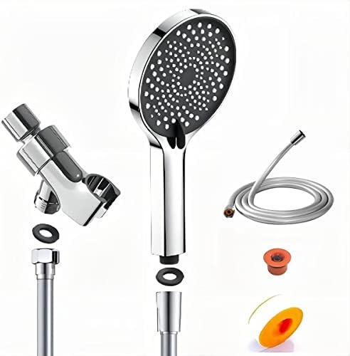 MANYHORSES Handheld Shower Head with Hose,5" Chrome Face Detachable Shower Head with Premium RV PVC Shower Hose,Adjustable Solid Brass Swivel Ball Mount