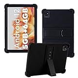 HminSen Case for Blackview Tab 7/8 WiFi Tablet, Kids Friendly Soft Silicone Adjustable Stand Cover for Blackview Tab A7 Kids 10.1 inch/OSCAL PAD60/PAD70 2023 10.1 Tablet (Black)
