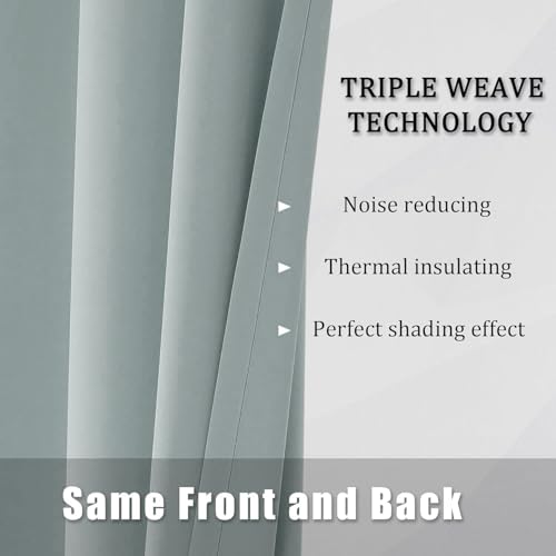 Image of IVAZA Living Room Bedroom Room Darkening Thermal Insulated Polyester Solid Blackout Curtain Noise Reducation Long Door Curtain 10 feet Set of 2(Grey)