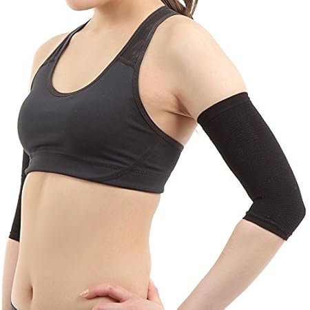 Amazon Sportia 二の腕シェイパー 二の腕サポーター ゲルマニウム配合 2枚1組 レディース ブラック Sportia スポーティア 補正下着トップス