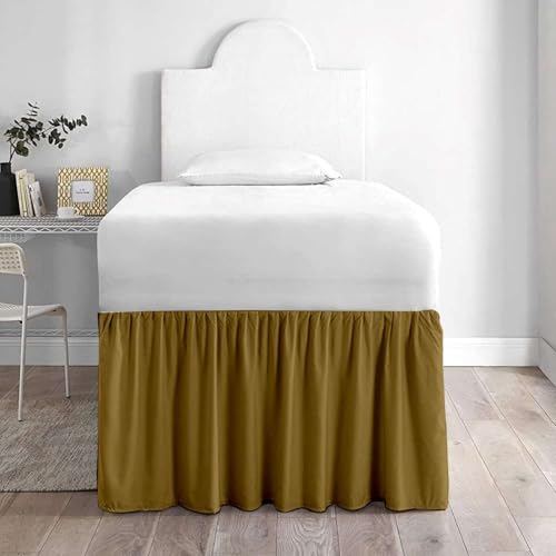 Premium Microfiber Bed Skirt for College Dorm Bed Full XL 54" x 80", Extended 40" Drop, Split Corner Dust Ruffle, Wrinkle Resistant Durable Easy Care, Taupe Solid