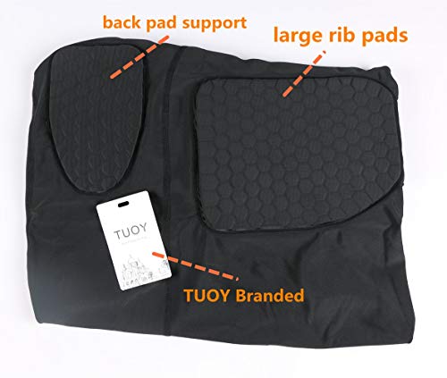 TUOY Men's Sleeveless Shirt Padded Compression Protective Vest Rib Protector Padded Shirt Tank Tops for Football Basketball Hockey Cycling (Black) - Thumbnail 2