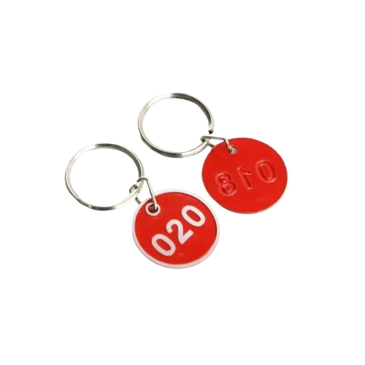100pcs Metal Sign Keychain Signage With Ring Digital Label Tag Number Card Plate per Classify(Red,101-200)