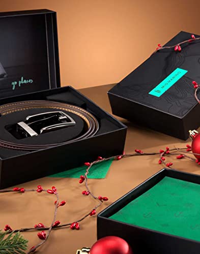 Mio Marino Ratchet Belts for Men - Genuine Leather Dress Belt - Automatic Buckle - Horseshoe - Mahogany - Adjustable from 48" to 64" Waist4