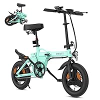 ESKUTE F100 Bici Elettrica Per Adulti, 14" Pieghevole Bicicletta Elettrica, Batteria 36V 9Ah, 25 km/h & Autonomia 25-50 km, Display LCD, Supporto USB, Sella Ergonomica, Ebike per Pendolari Urbani
