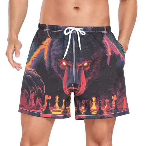 Bañador de natación de secado rápido para hombre con estampado de ajedrez activo