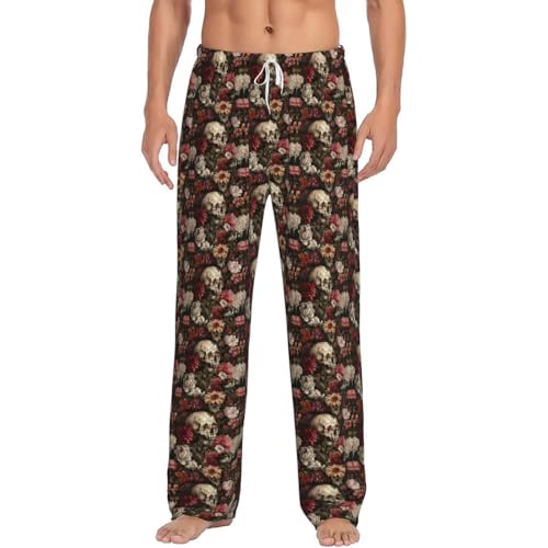 Pantalon de pyjama homme tête de mort floral doux pour la maison