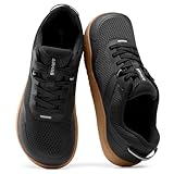 AIRHAS Mens Zero Drop Barefoot Shoes Anatomical Tox Box Sneakers for Men Gym Workout Cross Training Shoes(Black/Gum,10.0)