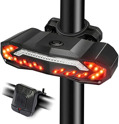 Bike Tail light with Turn Signals Ultra Bright Bike Rear Light Rechargeable with Remote Control Automatic Safety Warning Bike Brake Lights with Electric Bell Function