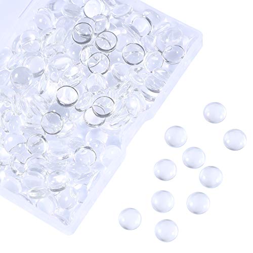 HAUTOCO 200pcs 10mm Glass Cabochons Round Clear Cabochons Dome Tiles for Earring Necklace Pendant Ring Keychain DIY Craft Jewelry Making