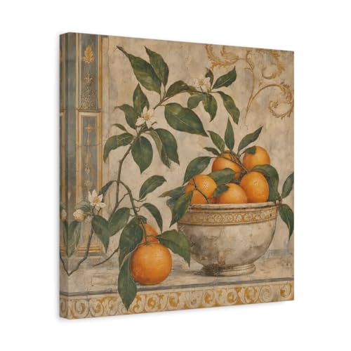 Art Mural Toile Oranges Nature Impression Haut de Gamme Cuisine Vintage 40x40