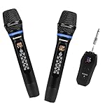 Rechargeable Wireless Microphone System Dual UHF Handheld Cordless Dynamic Mics With Bass Echo Trable Button Range 96ft for Karaoke Singing Preaching 1/4'' &1/8'' output for Amplifier Speaker Mixer