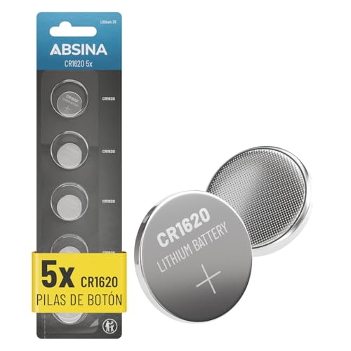 ABSINA Pila CR1620 3V Mando Coche de Litio Tipo botón