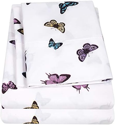 1500 Supreme Kids Bed Sheet Collection - Fun Colorful and Comfortable Boys and Girls Toddler Sheet Sets - Deep Pocket Wrinkle Free Soft and Cozy Bedding - Twin, Butterflies