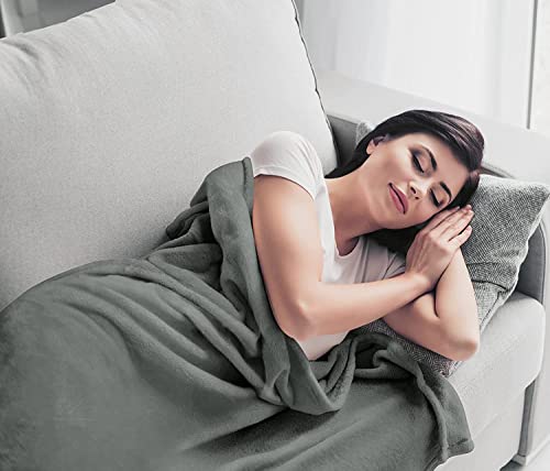 Image of SANMARINO Premium Solid Flannel Blanket for Single Bed | Super Soft Touch Plush Fleece Blanket | All Season Lightweight Yet Cozy Blanket for Bed,Sofa,Couch, Travel & Camping | 152 x228 cm (Grey)