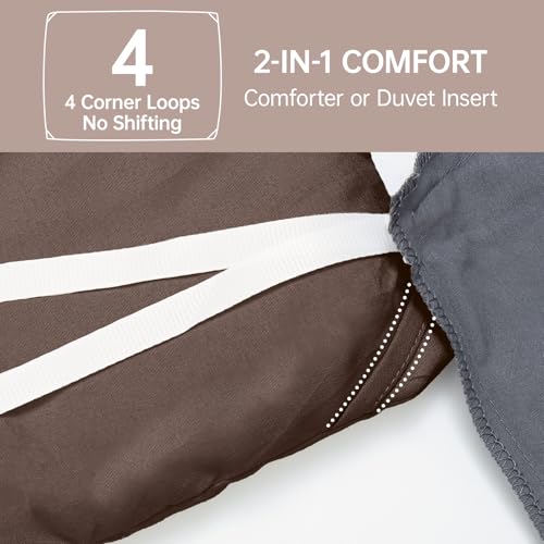 Image of MUXHOMO Oversized Queen Comforter Set, Lightweight Down Alternative Bed Set | All Season 3 Piece Bedding Set,Ultra Soft Down Alternative,Includes 1 Comforter 98x98 and 2 Pillow Shams 20x26,Dark Brown