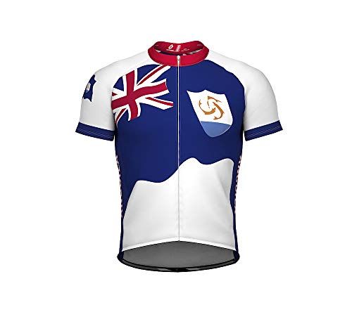 ScudoPro Anguilla Emblem Full Zipper Bike Short Sleeve Cycling Jersey for Men - Size XL Multicolored