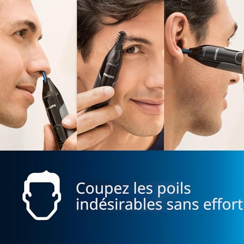 Philips Series 3000 - Tondeuse nez, oreilles et sourcils, épilation rapide et précise, Technologie PrecisionTrim, étanche, modèle NT3650/16