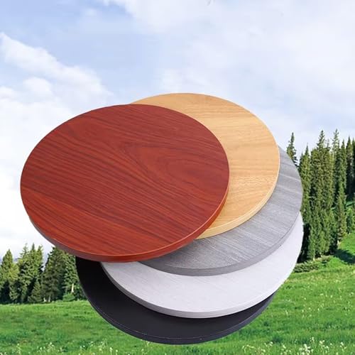 Runde Esstischplatte aus Holz, 60 cm, Eichenfarbe, Massivholz-Tischplatte, alternative Tischplatte, schwarze Steinfarbe, 30 cm, für Zuhause