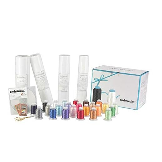 Embroidex Embroidery Machine Starter Kit - Everything Needed to Do Machine Embroidery Thread, Stabilizer, Bobbin Needles Etc Plus Bonus Embroidery Designs and Instructional CD